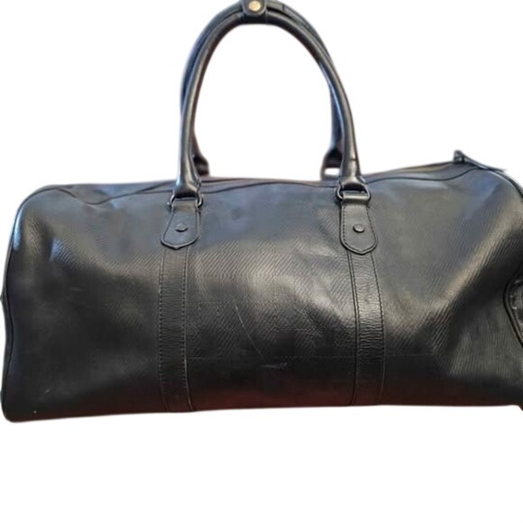 Ted Baker Mens Black Leather Duffle Bag Weekend Travel Overnight Carryon - Picture 3 of 8